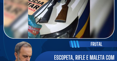 Escopeta, rifle e maleta com notebook são interceptados após perseguição a dupla de moto