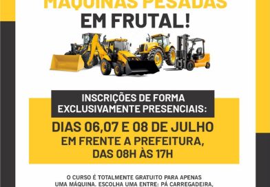 NOVAS DATAS CURSOS GRATUITOS DE MÁQUINAS PESADAS EM FRUTAL! 