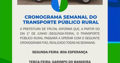  Atenção, moradores dos Povoados de Frutal!