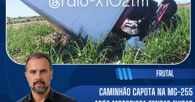 Caminhão capota na MG-255 após motorista tentar evitar colisão em trecho de obras