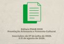 EDITAIS PNAB 2026: PREMIAÇÃO DE ARTESANATO E FOMENTO CULTURAL