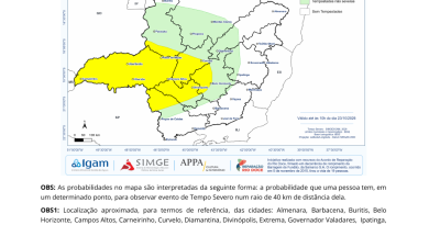 Frutal entra em alerta para temporais com risco de granizo e ventos fortes nesta quinta-feira